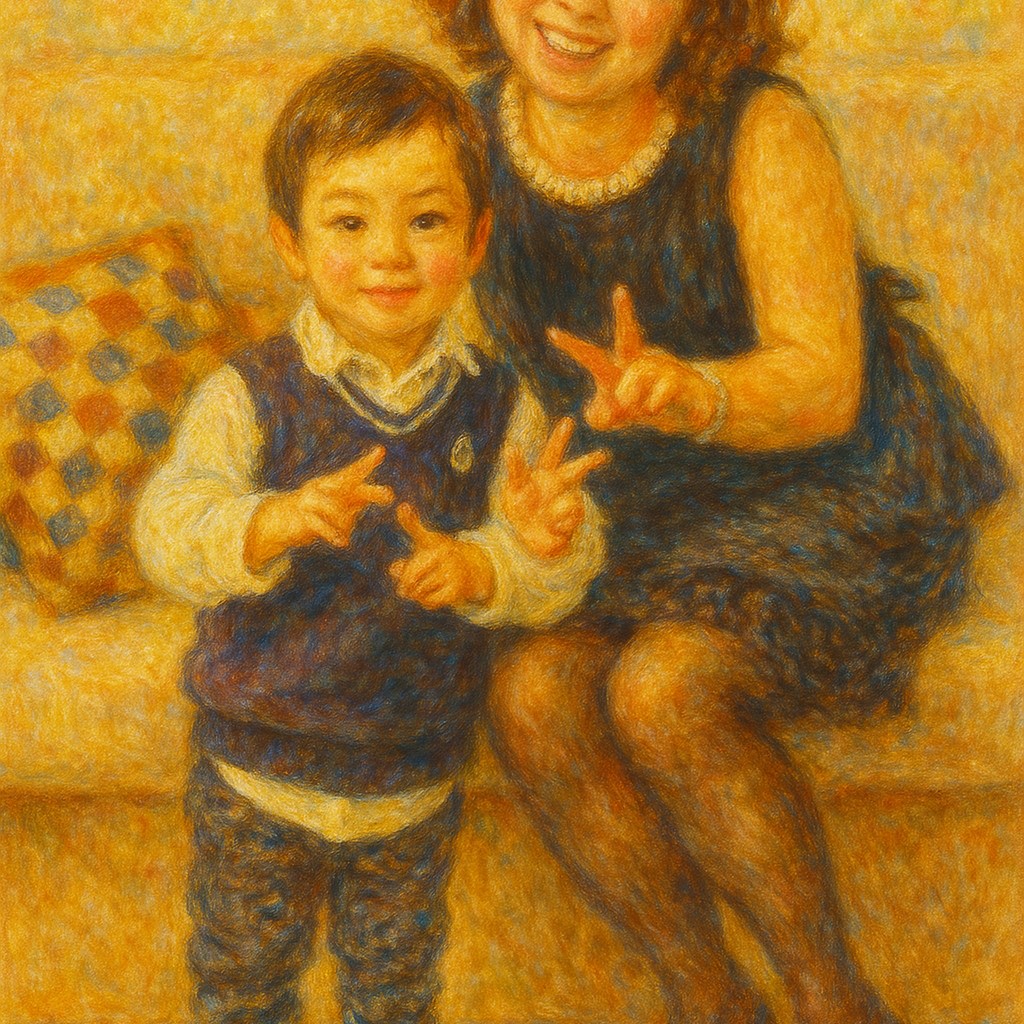 ゴッホ風アート：家族の笑顔